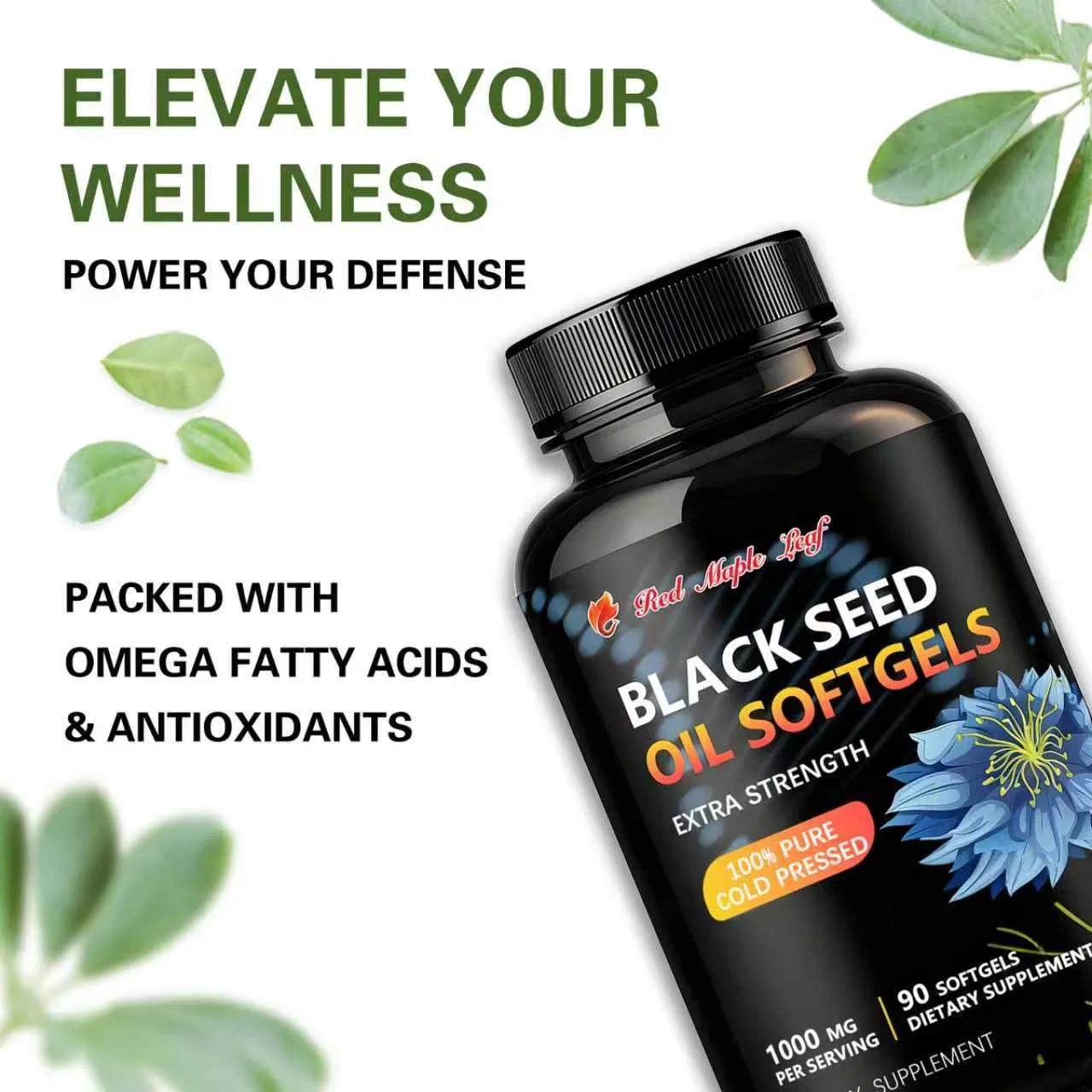 Organic Black Seed Oil Softgels - GMP Certified for Immune Support &amp; Respiratory Health