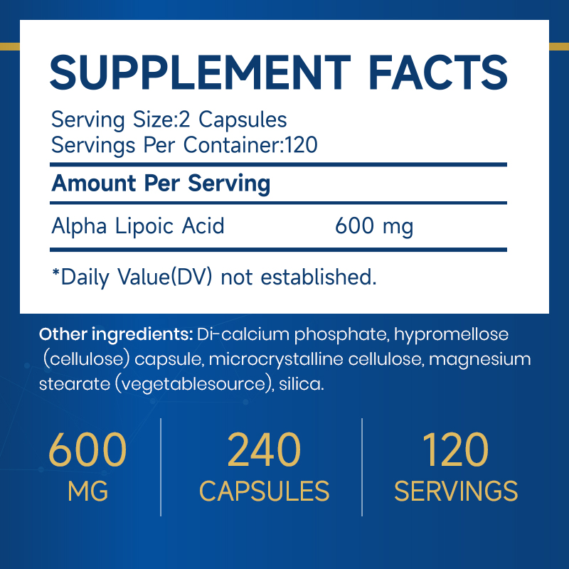Premium Alpha Lipoic Acid Supplement Support Liver Health