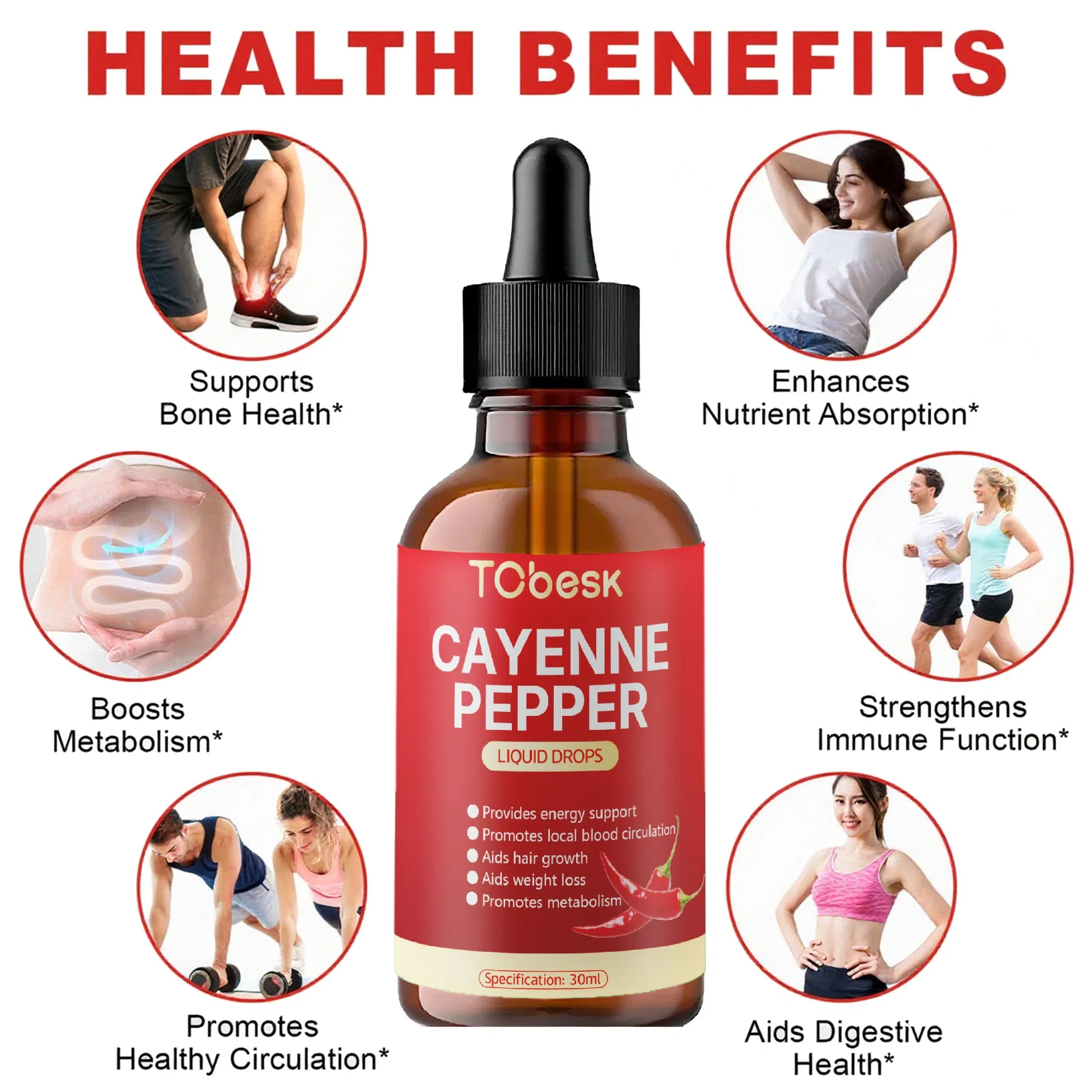 Natural Chili Extract Drops Liquid Supplement for Metabolism Boost, Energy, Weight Management, and Digestion