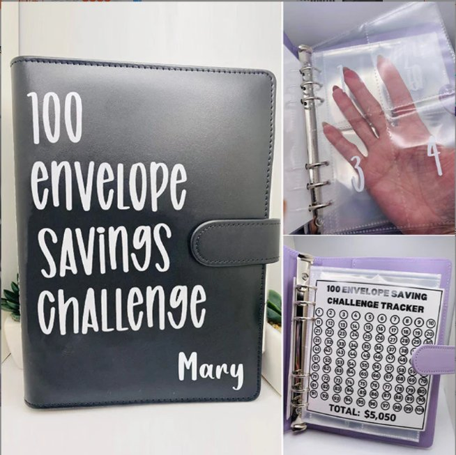 100 Envelope Challenge Binder Health and Wellness Fitness Exercise Weight Loss Healthy Eating Mental Stress Management Meditate