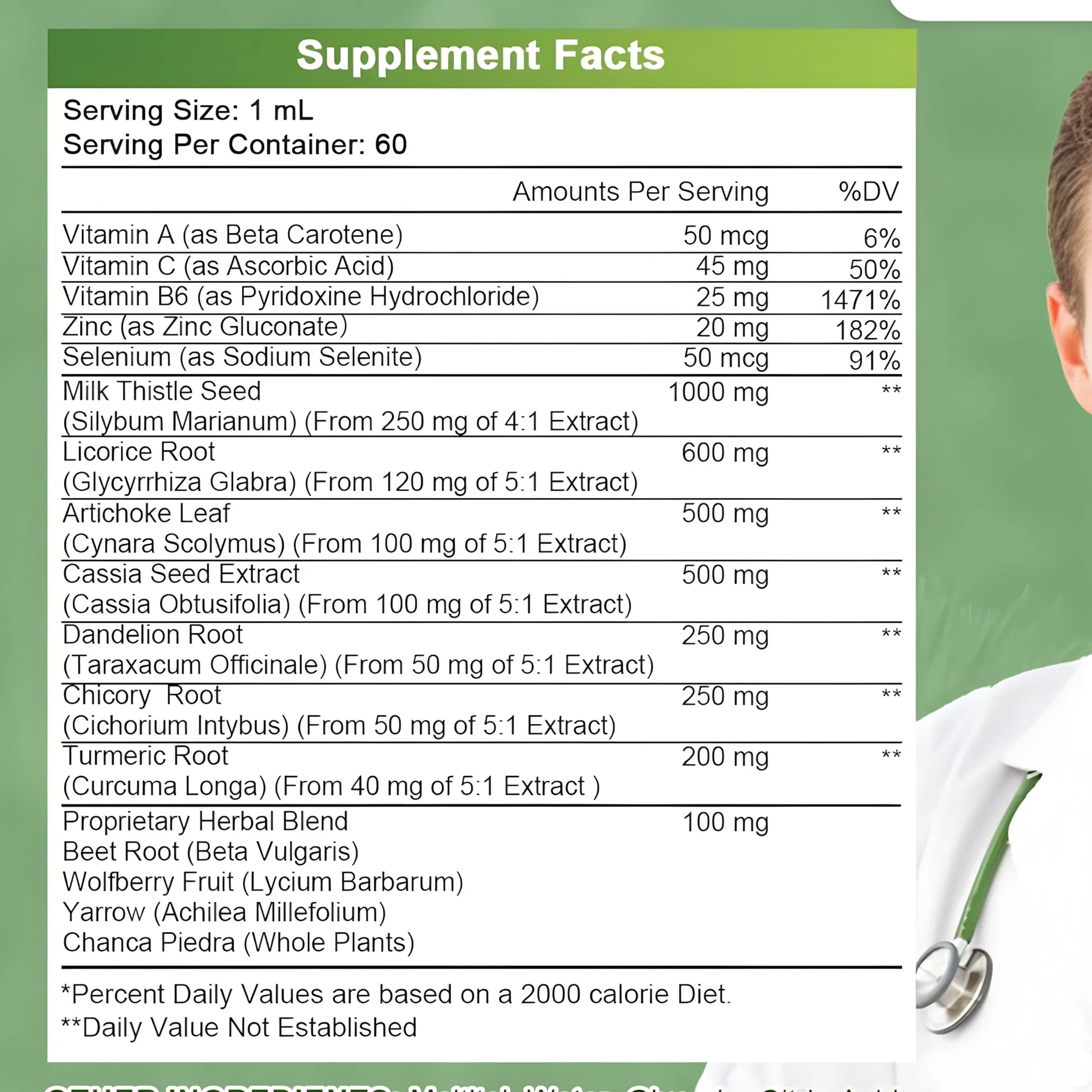 OE/ODM Liver Cleanse Detox Drops - Liver Supplement with Milk Thistle Silymarin Dandelion Extract Drink