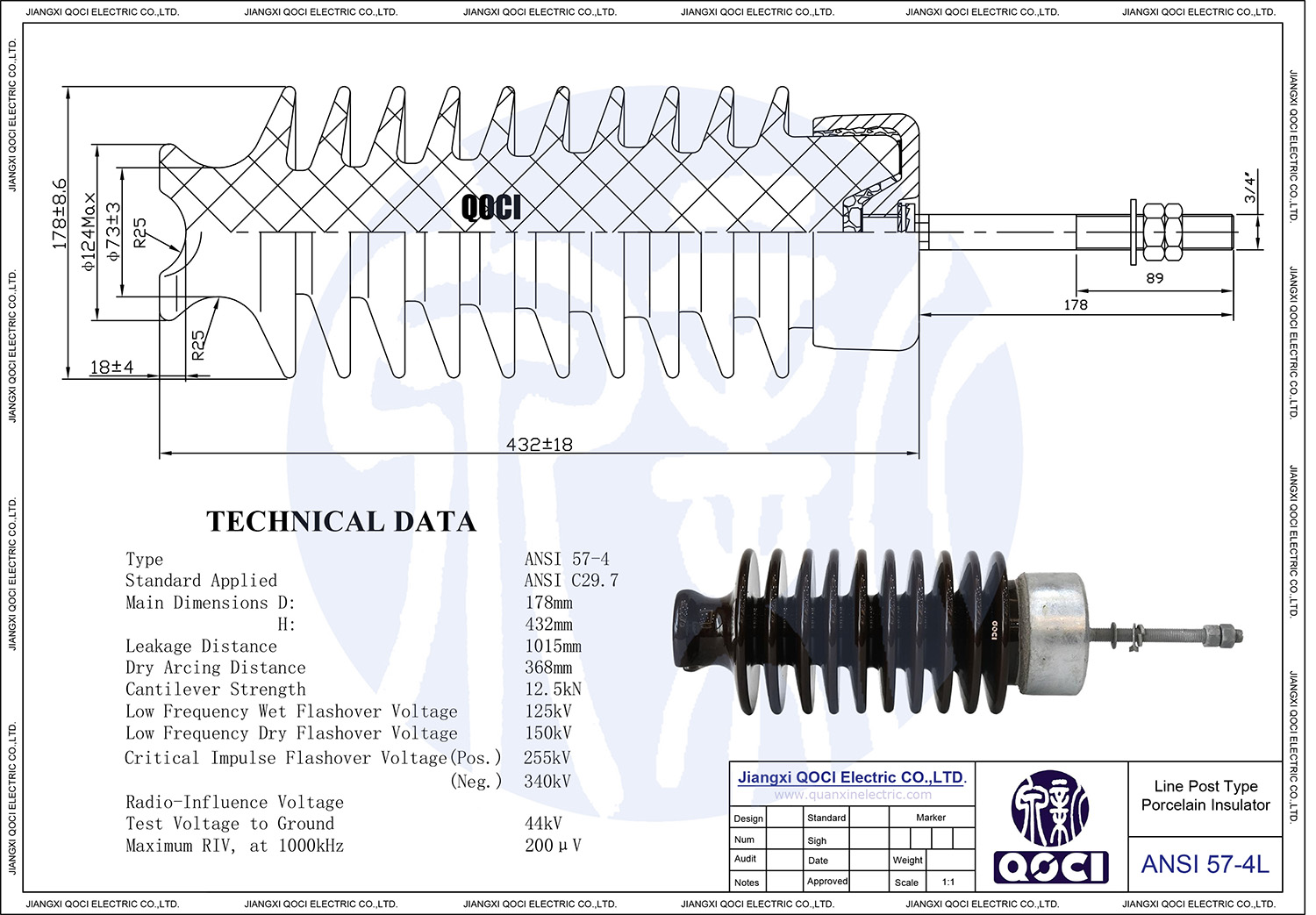ANSI 57-4L Technical Drawing