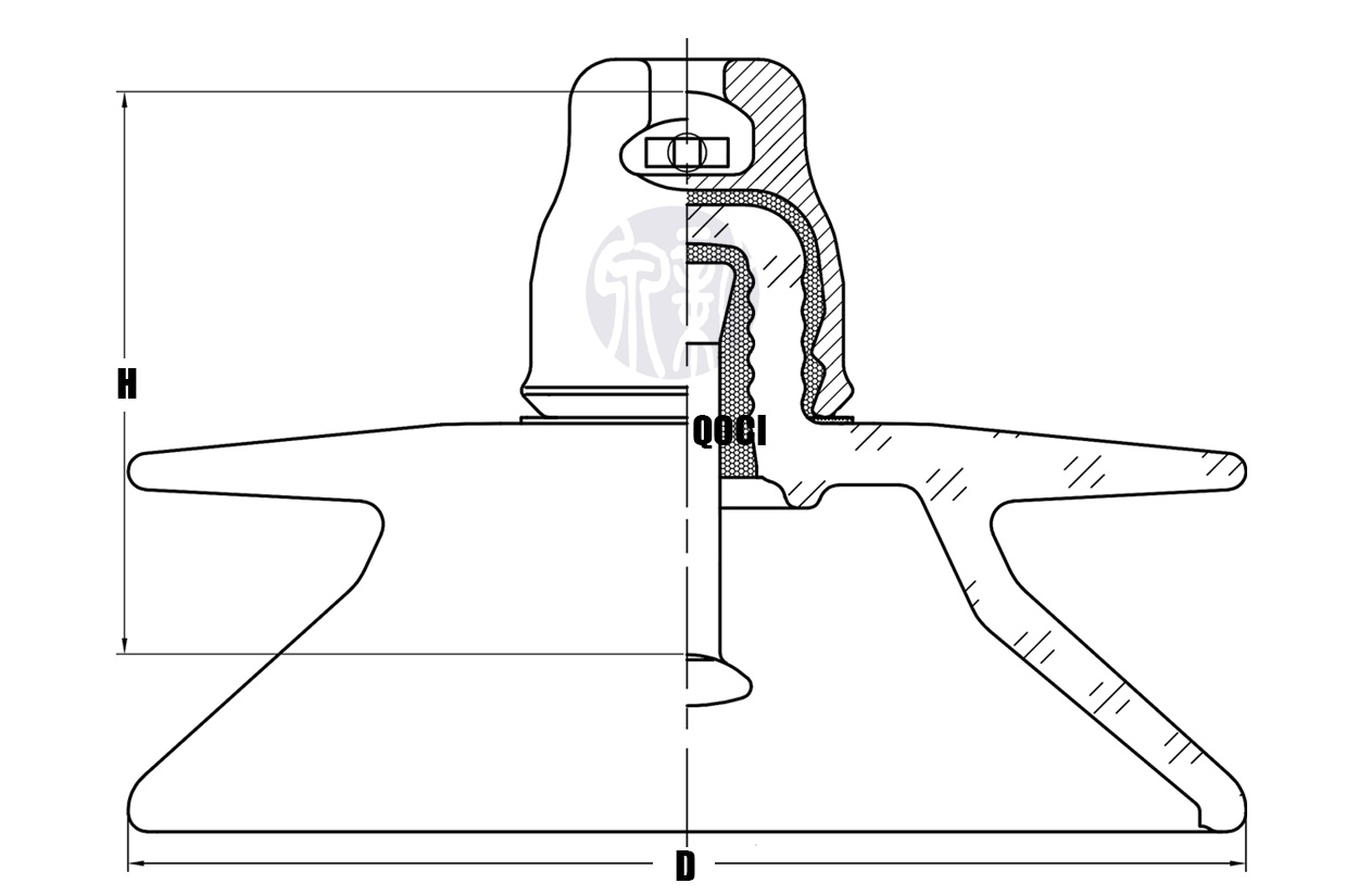 U70BLD External Double-shed Type Glass Insulators Drawing