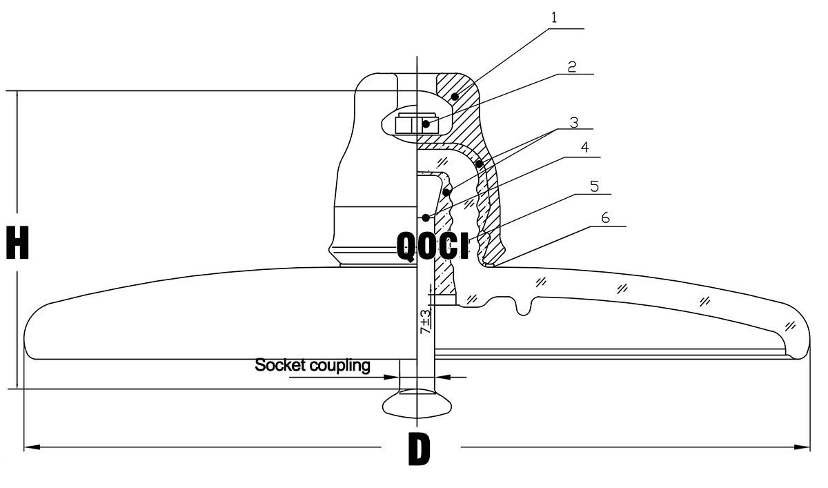 Open profile type glass suspension insulator