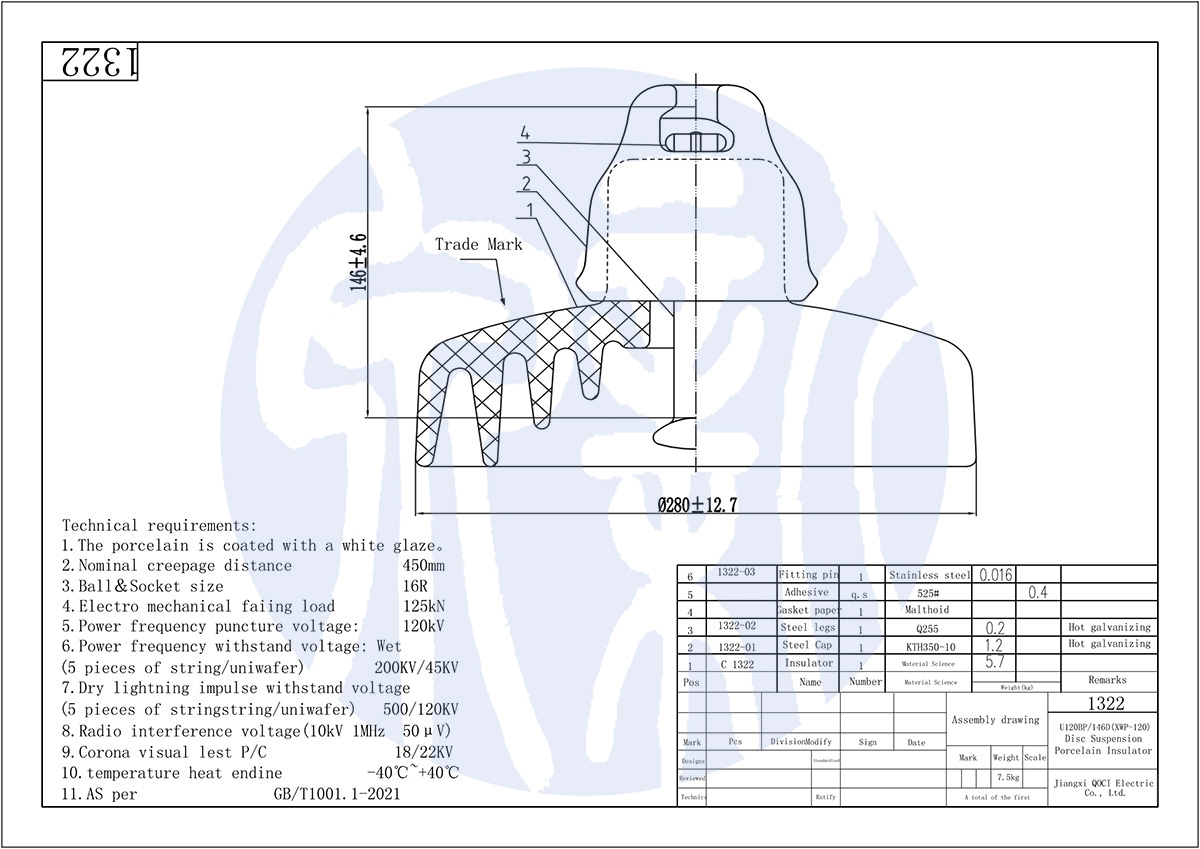 Disc Insulator Anti Type-U120BP-146-450