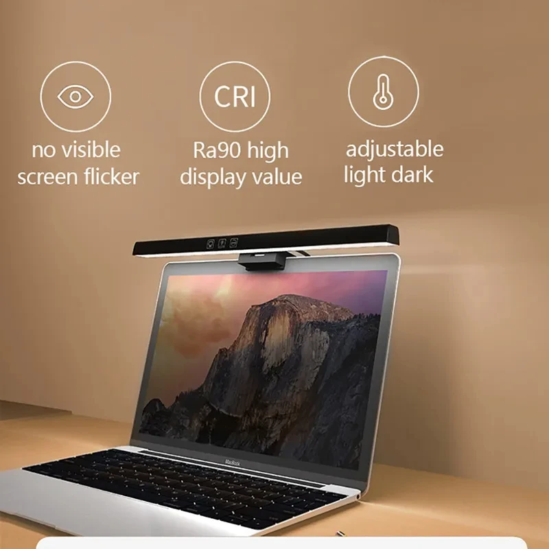 Eye-Care Desk Lamp 50cm LED Computer PC Monitor Screen Clip Light Bar Stepless Dimming Reading USB Powered Hanging Table Lamps