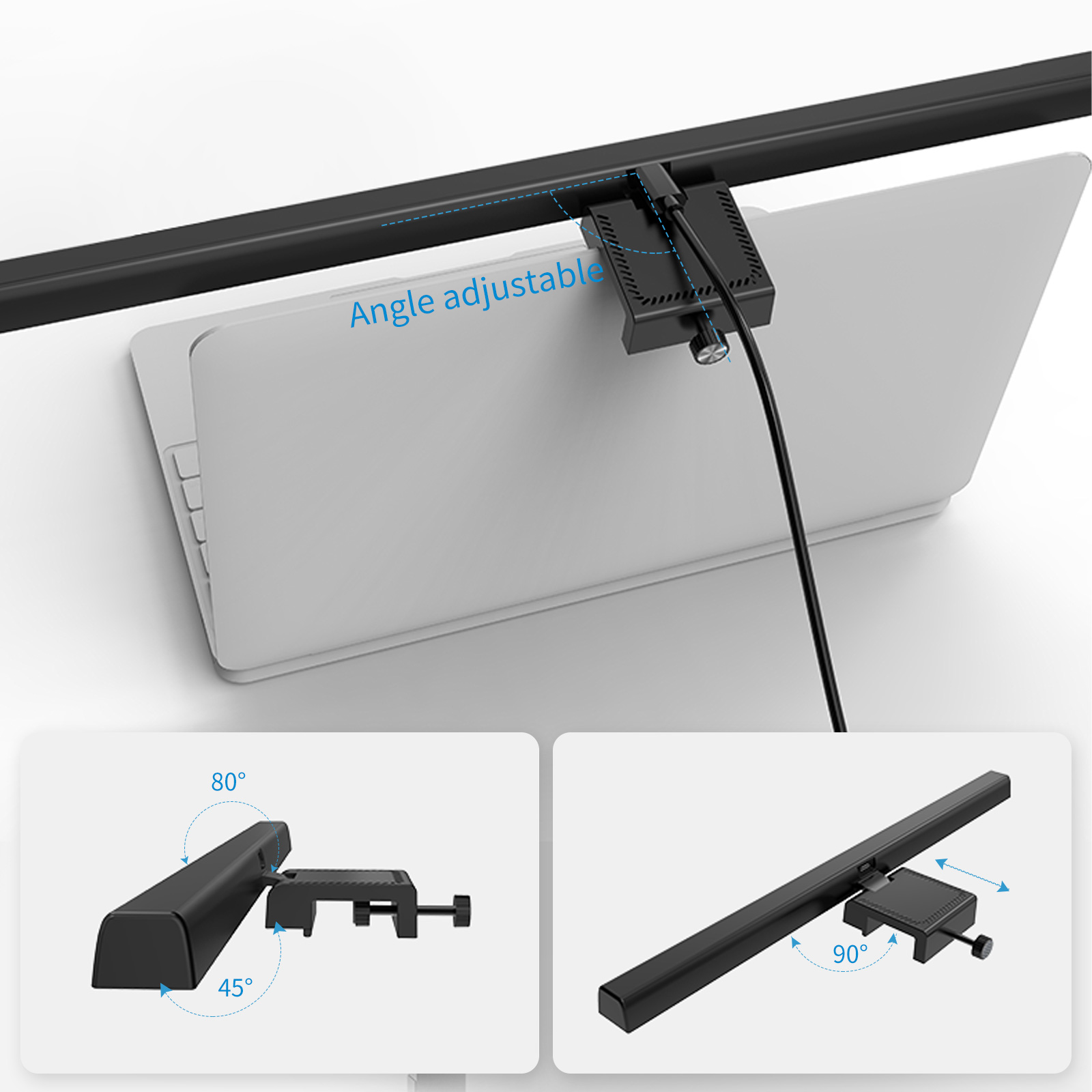 Wholesale Modern LED Screen Monitor Light Bar Laptop LED Clip Lamp for PC Hanging Desk Lamps 33cm Square Shade Shape
