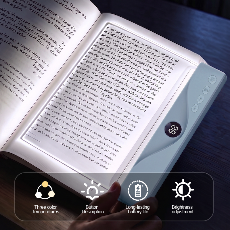 EGH Wireless Portable Rechargeable Clear Led Book Full Page Light Panel Plate Lamp Board Flat Book Light For Reading In Bed