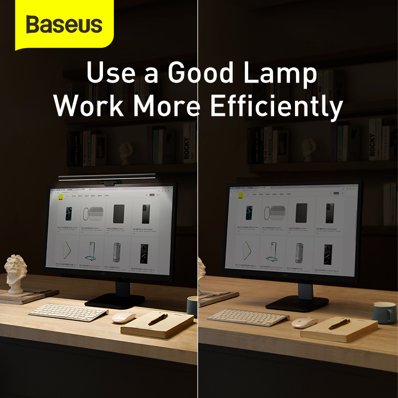 Baseus Stepless Dimming Eye-Care Computer PC Monitor Screen Hanging Light Bar LED Reading USB Powered Lamp