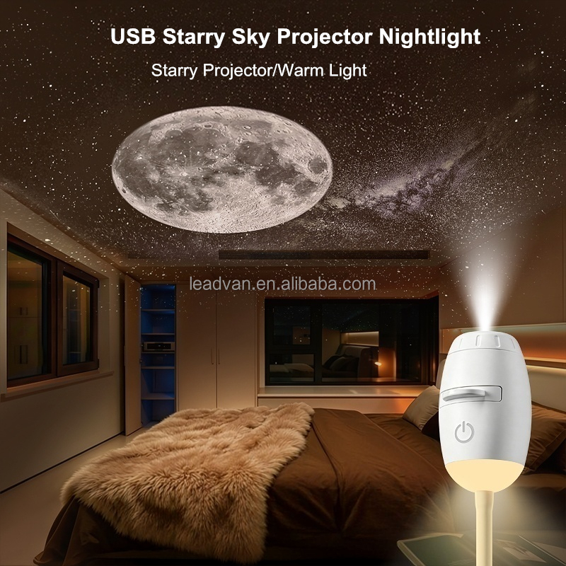 6/12 Slides Milky Way Starry Sky Projection Night Light Bedroom Bedside Sleep Aid Baby-Feeding Eye-Care Plug-in USB Powered