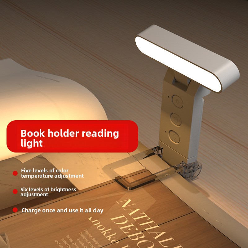 Best-selling USB Clip-on Book Light Bookmark Lamp Foldable Reading Light LED Portable Rechargeable Clamp Eye-care Features