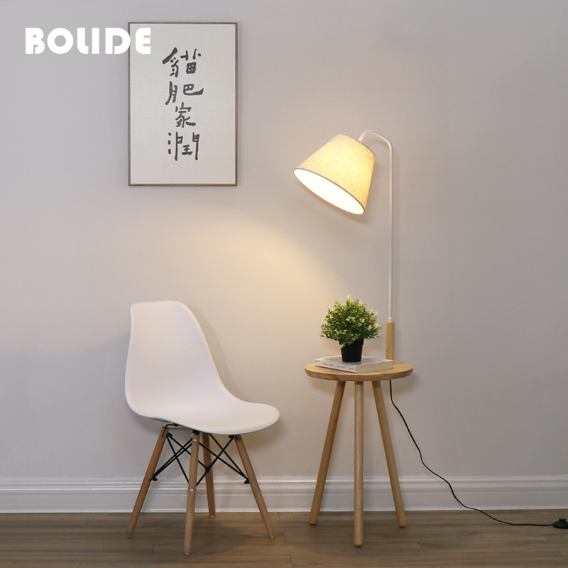 FCC Factory Functional Wooden Standing Lamp for Living Room Hotel Led Arc with Table Standing Home Decor Floor Lamp