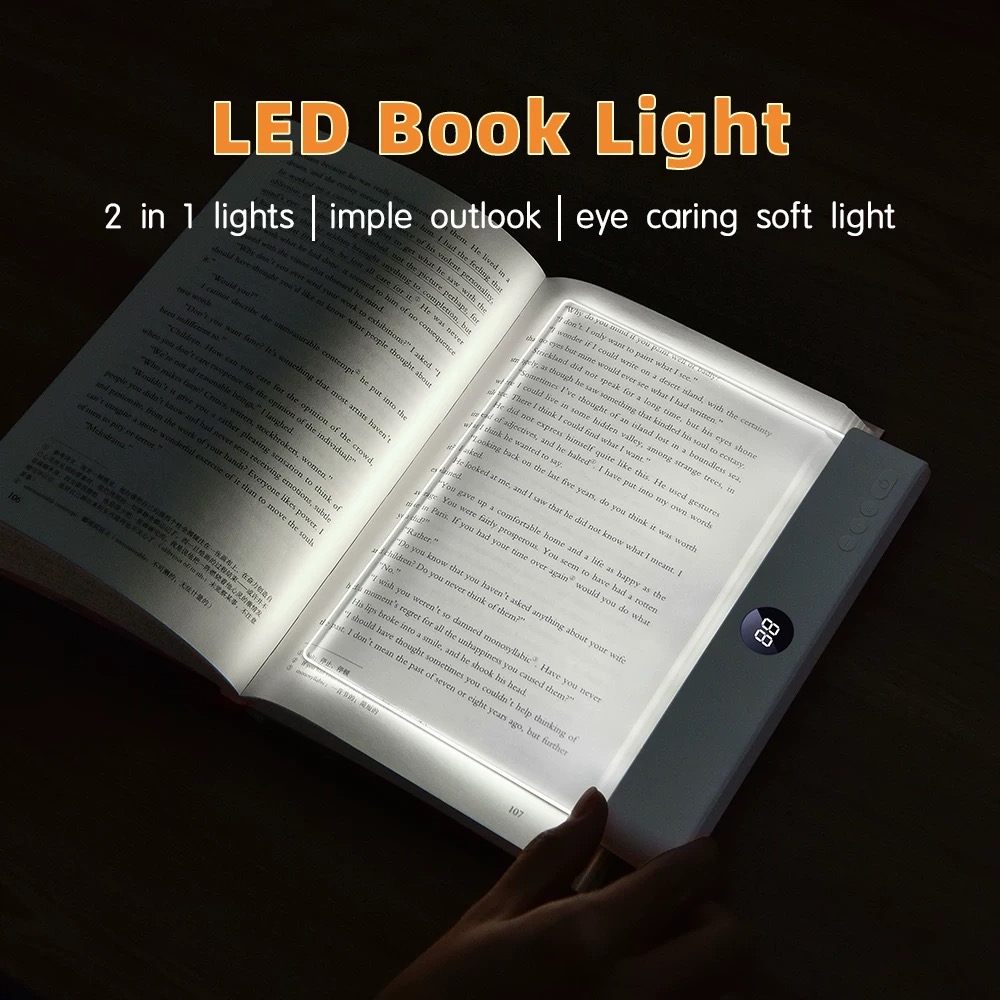 Smart Portable LED Book Light with Timer Stepless Dimming Ultra-Thin Eye-Care Reading Lamp USB Rechargeable for Bedroom