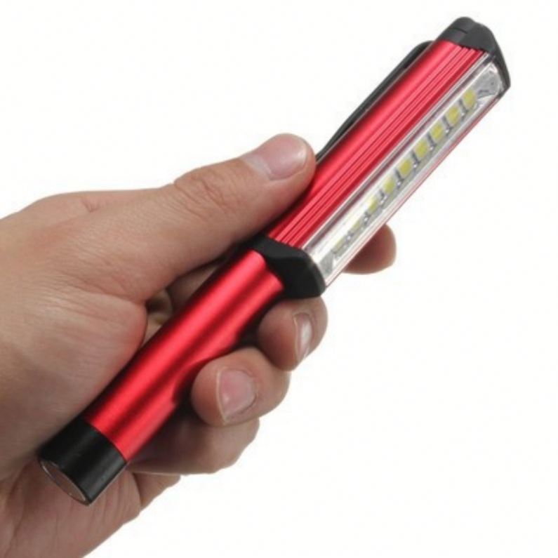 WOSEN Mini LED Flashlight, Clip-on COB Work Light with Magnetic Attachment at the End, Aluminum Alloy Camping Torchlight
