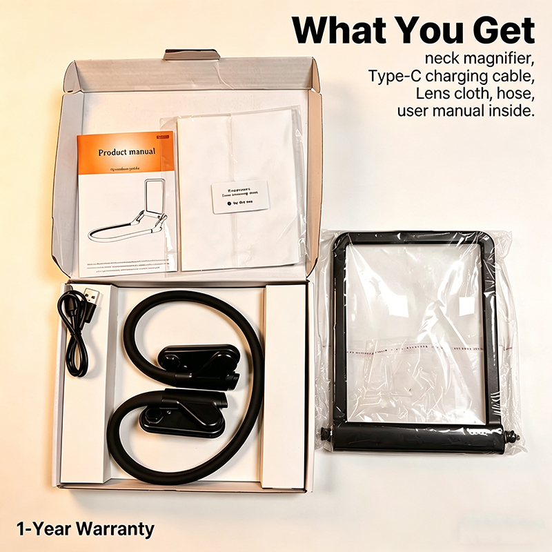 LED Neck Light With 5X Magnifier Hands Free Reading Lamp 3 Color Modes USB Rechargeable for Reading Repair Craft Hobby