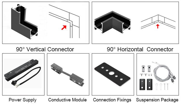 Magnetic Track Light Customization Recessed Surface Magnetic Track Light Rail 48V Magnetic Light Track Accessories