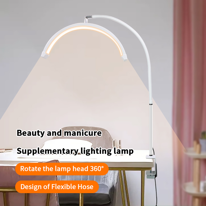 HD-P3 16 Inch Desktop Soft Pipe Clamp Half-moon Beauty Lamp 20W Bedside Embroidery Manicure Eyebrow Eyelash Lamp