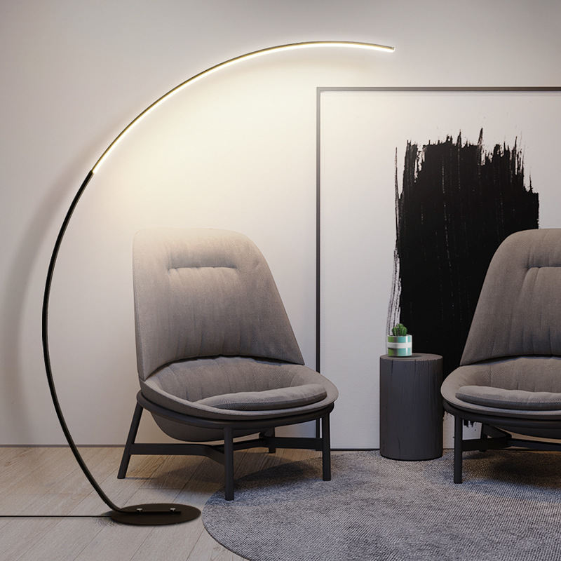 Arc Shape Nordic Floor Lamp for Living Room Bedroom Study Dimmable Remote Control Led Floor Lamps Modern Arc Floor Lamp