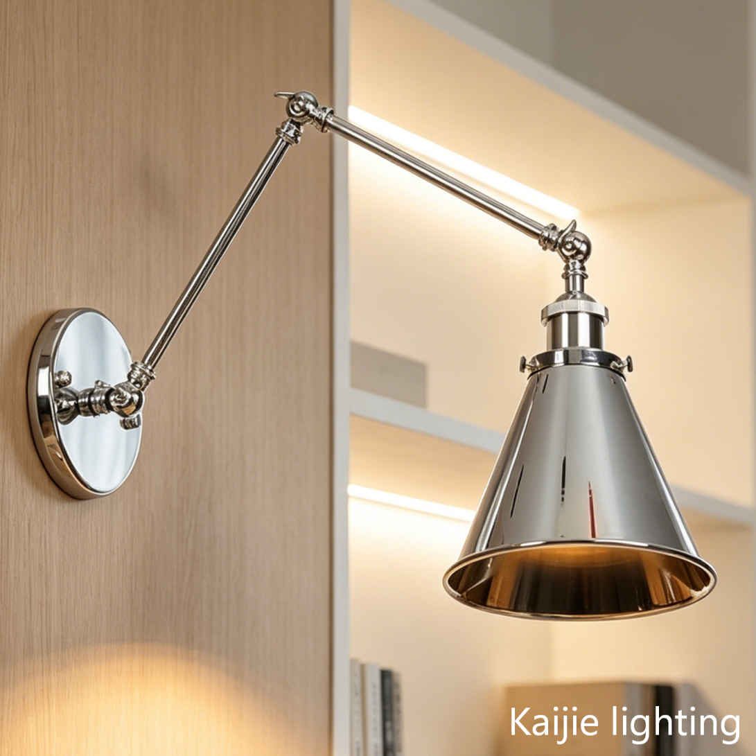 Swing Arm Sconce Adjustable Industrial Form Wall Light for Bathroom Bedroom and Kitchen Use