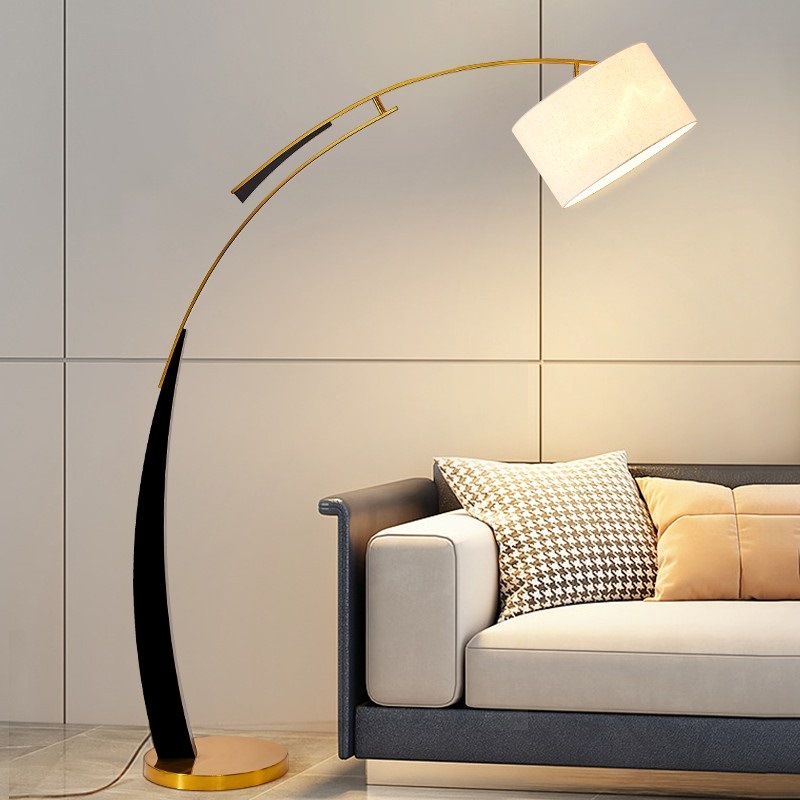 Wholesale Custom Fabric Marble Arcuation Golden Floor Lamp Standing Standard Luxury Floor Lamps for Living Room and Dining Room