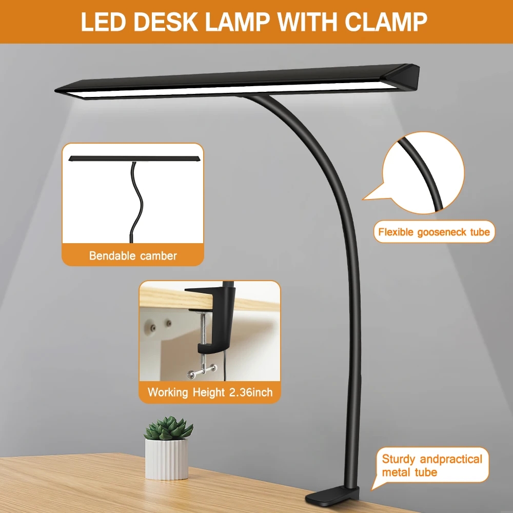 Wholesale Adjustable Flexible Gooseneck Table Lamp Eye Care Clamp Architect Reading Lamp LED Double Heads Desk Light