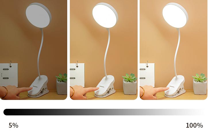 USB Rechargeable LED Clamp Desk Lamp Eye Protection Study Light with Flexible Gooseneck for Student Dormitory Bedroom
