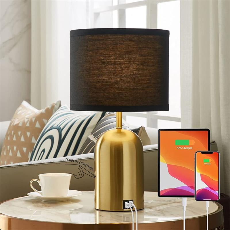 American Vintage Touch Table Lamp 3-Level Dimming Dual USB Charging Ports