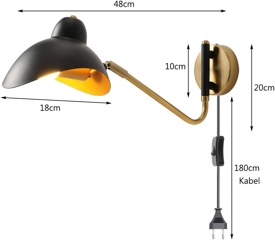 New Hot Sale Bedroom Indoor Reading Wall Mounted Light Flexible Adjustable Arm Vintage Industrial Iron Swing Arm Wall Lamp