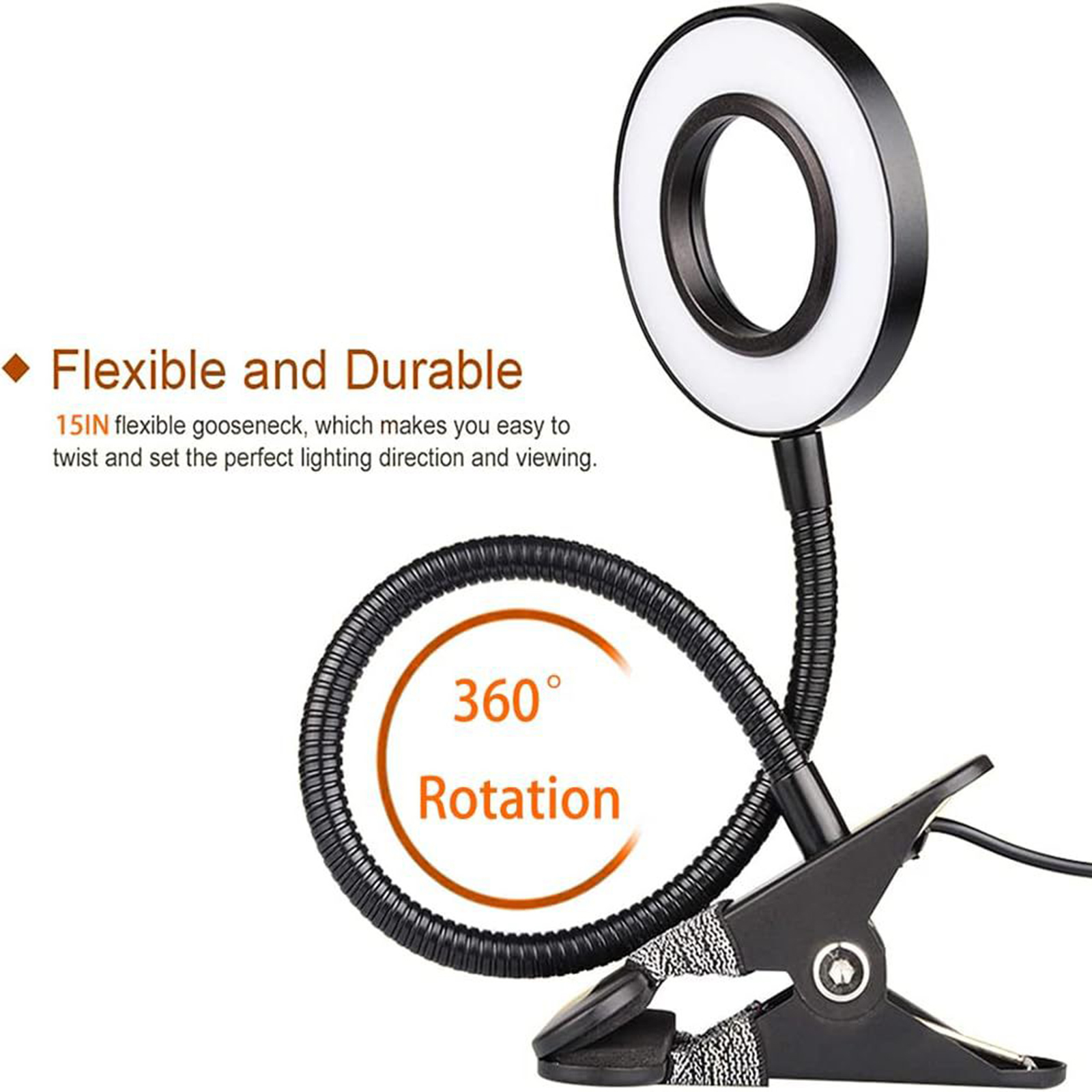 5X Magnifying Glass Desk Lamp with Clamp 3 Color Modes Flexible Gooseneck LED Desk Lamp