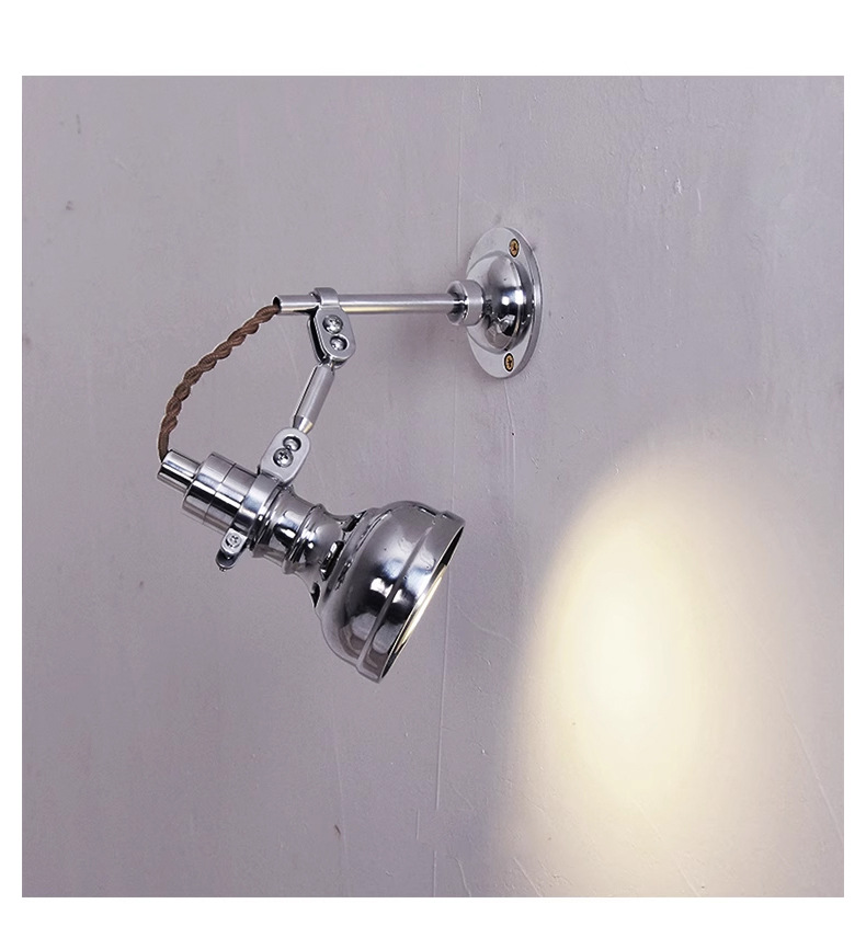 Industrial Style Telescopic Swing Arm Folding Bedside Reading Wall Lamp Dimmable LED E14 Base Iron Shade Home Mirror