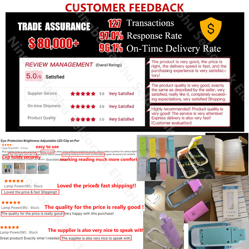 USB Rechargeable LED Book Light Mini Brightness Adjustable 4-Mode Clip Eye Care Features Bedtime Reading Light For Book
