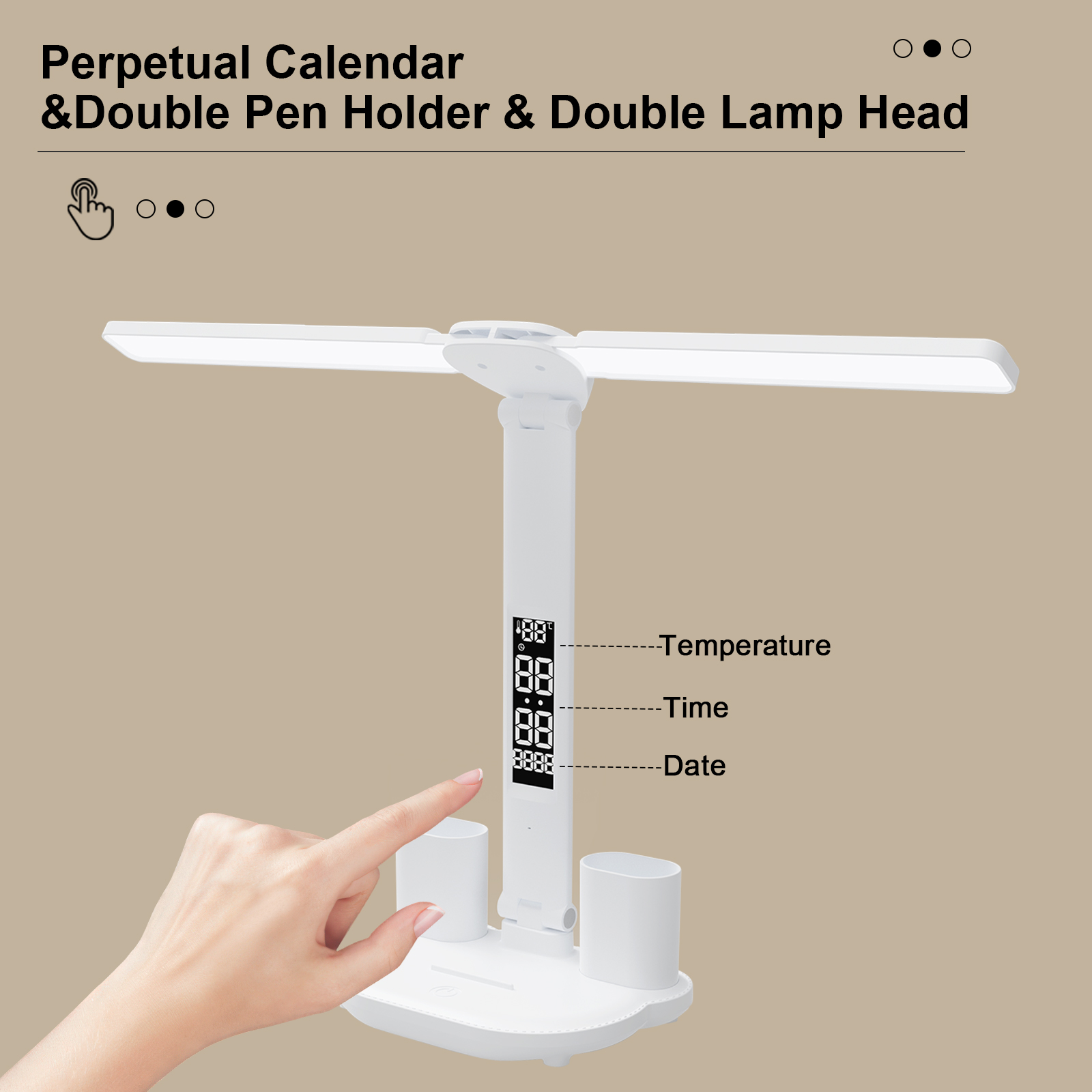 LED Desk Lamp Eye Protection Table Lamp for Study Desk Calendar Pen Holder Dimmable Touch Control Folding Reading Light Home