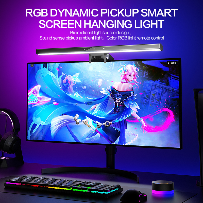 RGB Backlight Curved Gaming Ambient Smart Screen Hanging Lamp Eye Caring Remote Control Monitor Light bar