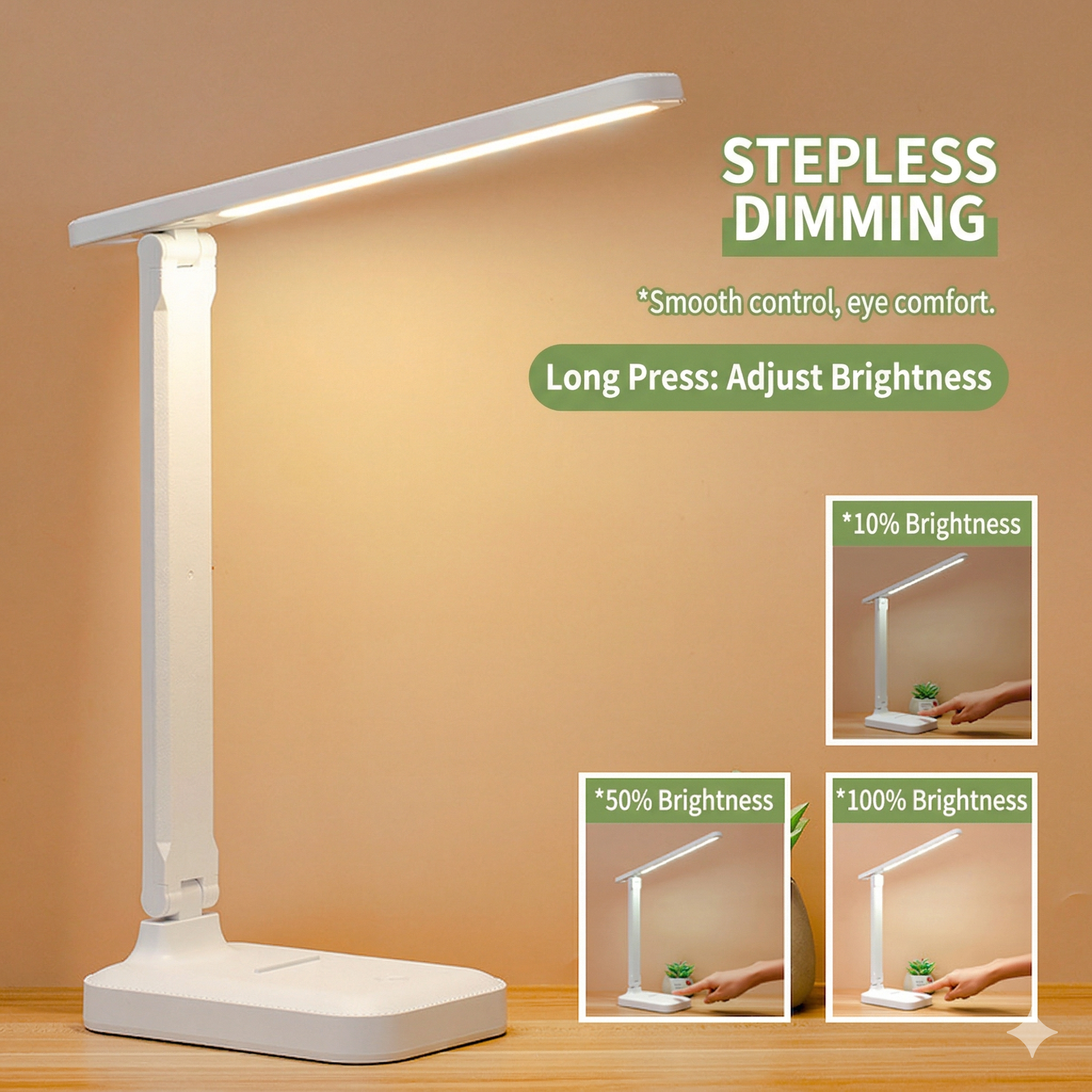 Desk Lamp Reading Light | Smart Adjustable Cordless Flexible Eye-Caring | Simple Design | Professional Customization Supported