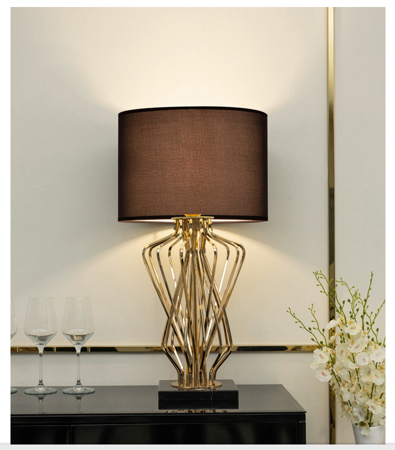 Modern Hotel Decoration Living Room Bedroom Study Metal Desk Lamp Vintage Style White Lampshade Table Lamp Nightstand Lamp Bedside Lamp