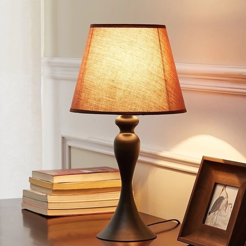 American-style Vintage Table Lamp LED Eye-Protecting Dimmable Night Light DIY 3-Year Warranty Shade for Bedroom