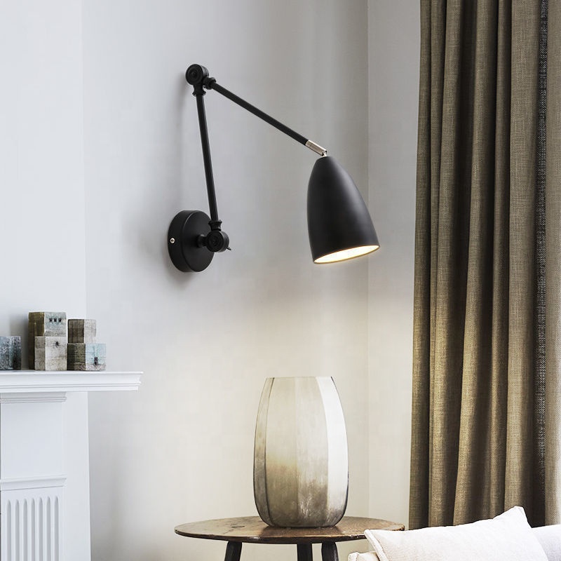 Metal Modern Industrial Rotating Adjustable Swing Arm Wall Lamps Brushed Wall Lamp Fixture Metal E27 Wall Sconce for Bedroom