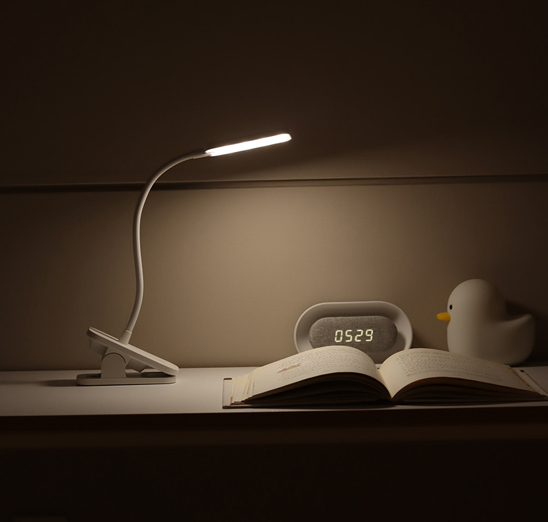 Gooseneck Flexible LED Reading Lamp, Dimmer Light Desk Clamp Lamp, Rechargeable Desk Lamp for Study Office