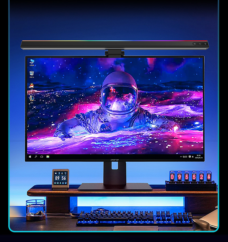 Feican Modern Home RGB LED Monitor Light Strips ABS DIY Hanging Screen for Bedroom Office Touch Control Mode USB Power Source