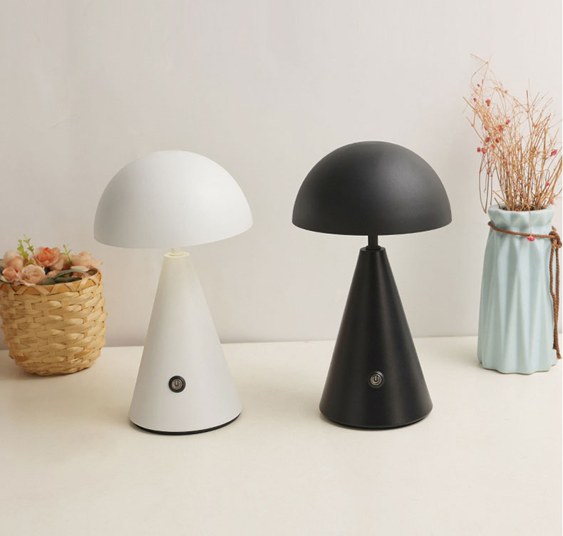 Modern Retro LED Touch Dimmer Rechargeable USB Table Light Mushroom Simple Cordless Decorative Battery Desk Lamp
