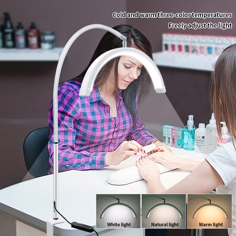 HD-P3 16 Inch Desktop Soft Pipe Clamp Half-moon Beauty Lamp 20W Bedside Embroidery Manicure Eyebrow Eyelash Lamp