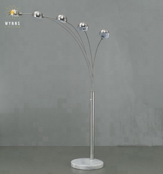 Modern LED Arch Floor Lamp Satin Nickel Iron Body With Night Light for Hotel Bedroom Sofa Living Room Home