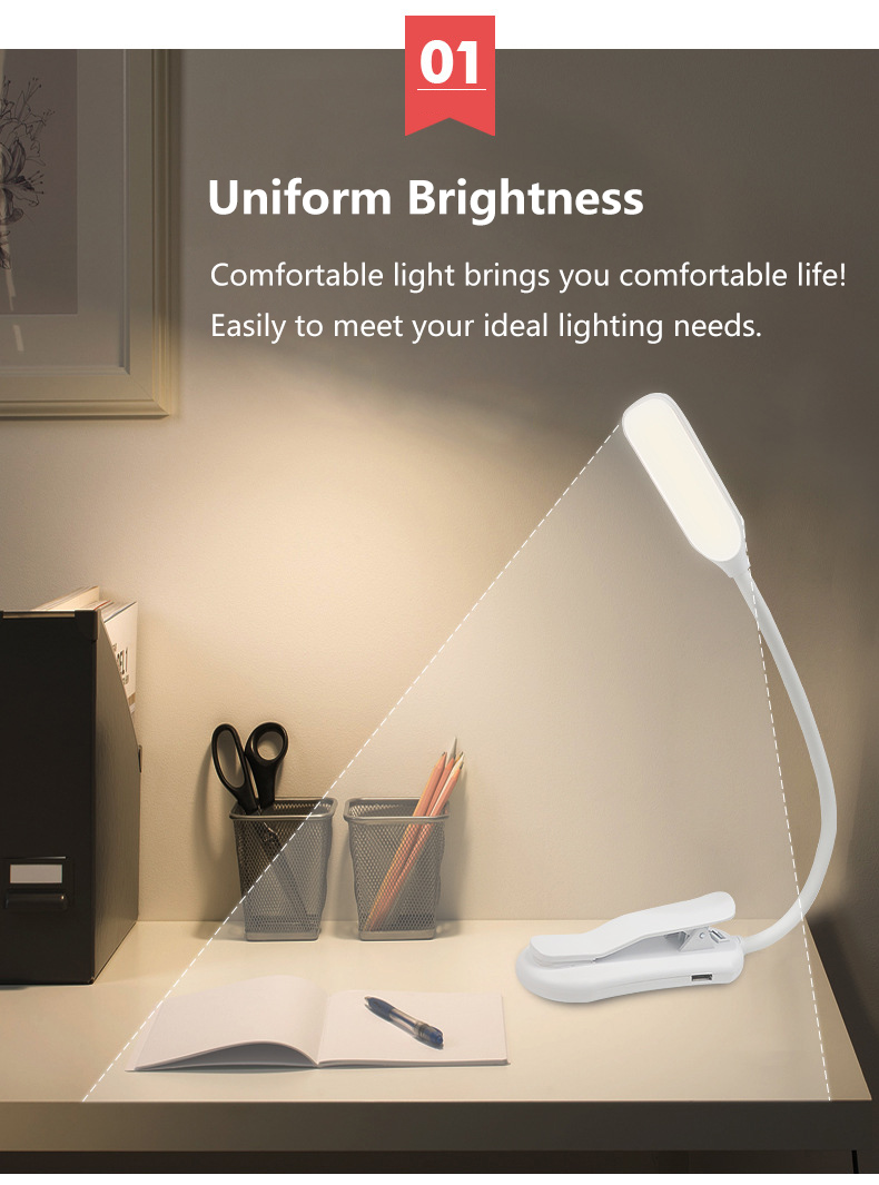 Desk Lamp USB Charging Eye Protection LED Table Light 360 Degree Flexible Gooseneck Desk Clamp Lamp for Home Office Dorm Study