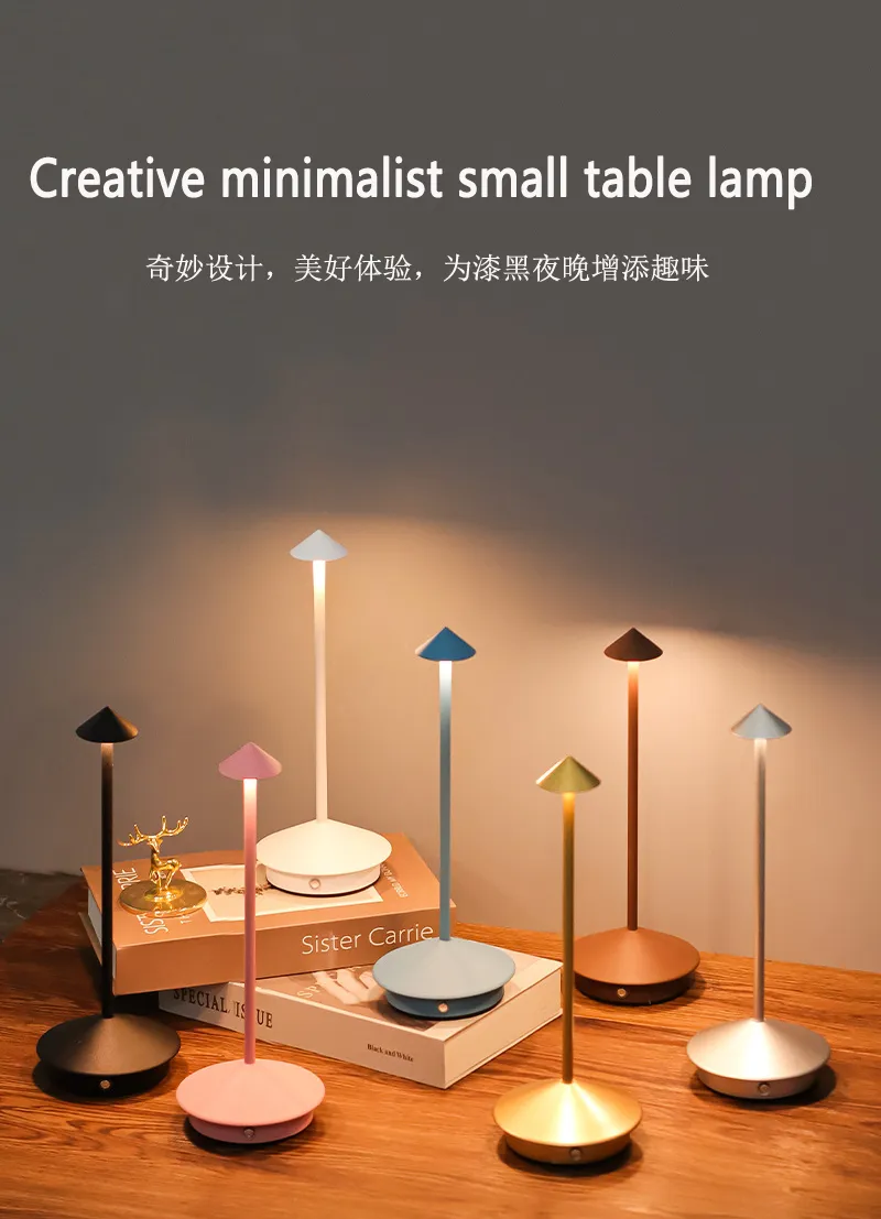 Hotel Portable Rechargeable Cordless LED Table Bar Lamp Desk Light with Touch Control for Restaurant Living Room