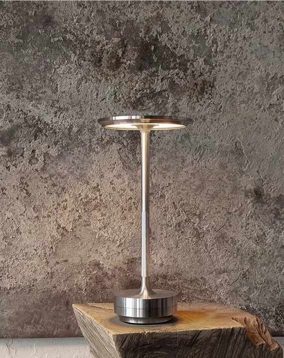 Modern Nordic Luxury Hotel Bedside Table Lamp Cordless Battery Touch LED Desk Lamp Simple Eye Caring Dimmable Metal
