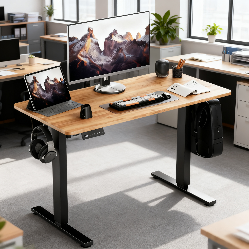 Ergonomic Electric Sit-Stand Desk For Home Office Study Modern Design Motorized Height Adjustment Convertible Table De Bureau