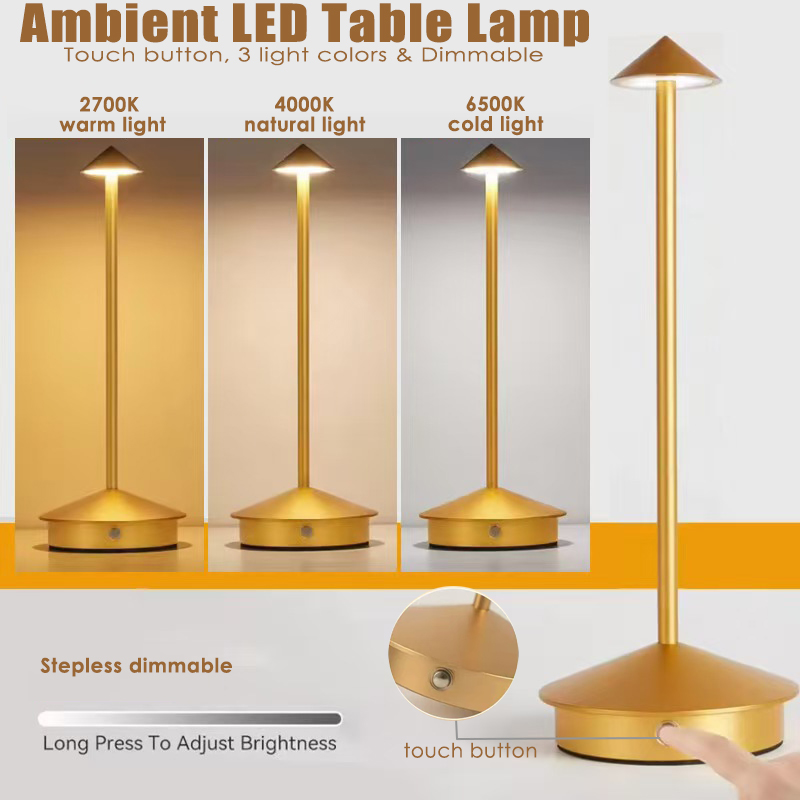 Senya-Pro Iron &amp; Acrylic Cute Elegant Bauhaus LED Table Lamp with Battery DC Power Dimmable Touch Control for Bedside Reading