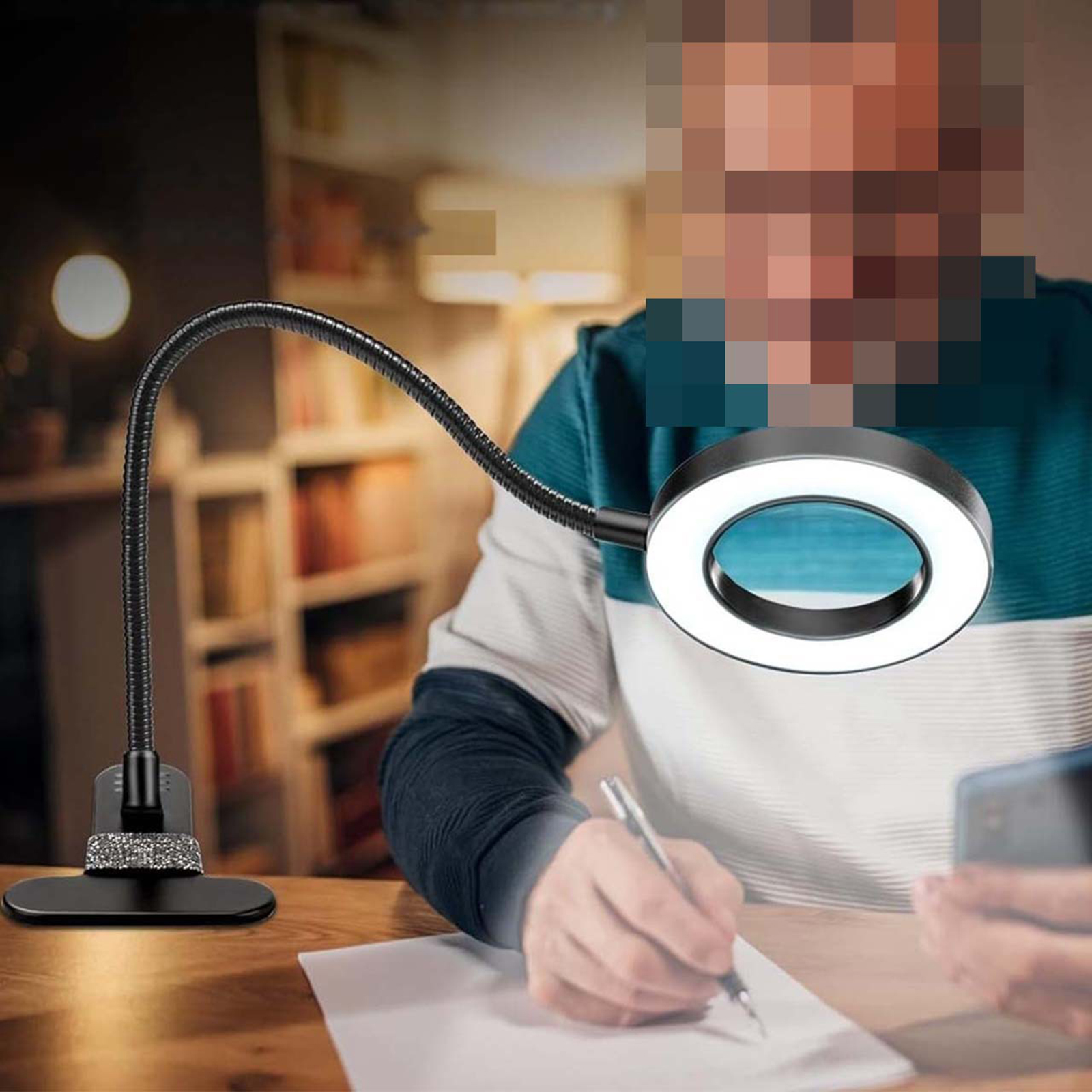 5X Magnifying Glass Desk Lamp with Clamp 3 Color Modes Flexible Gooseneck LED Desk Lamp
