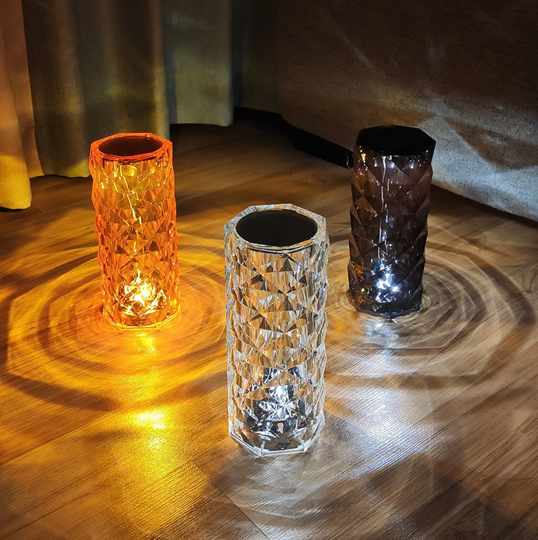 Hot Sale LED Romantic Rose Light Indoor Decorative Room Restaurant Touch Portable Acrylic Crystal Decoration Night Lights Bedside Rechargeable LED Table Lamp