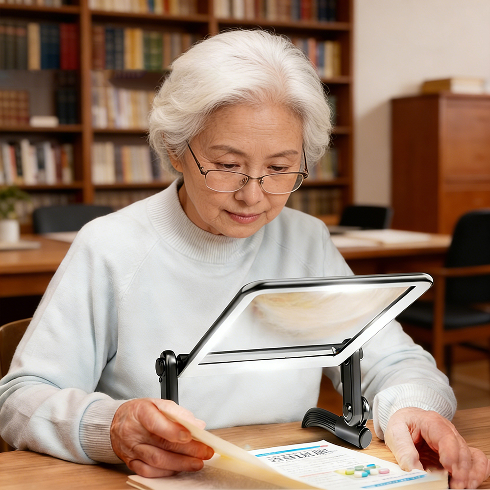 Low Vision Magnifier Light Stepless Dimming Eye Caring Lamp for Seniors Macular Degeneration Reading